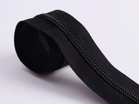 Nylon Zipper Long Chain Black